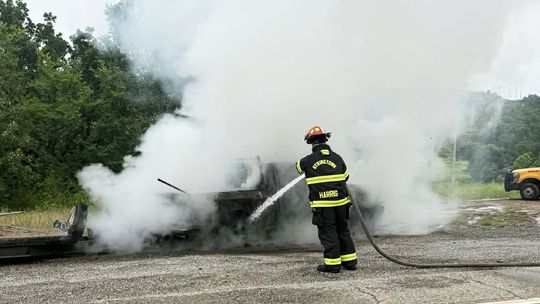 County Vehicle Catches Fire at Stringtown