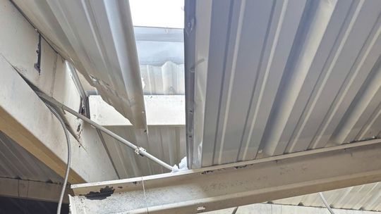 The roof of the Atoka Masonic Lodge collapsed under the weight of ice during the weekend winter storm