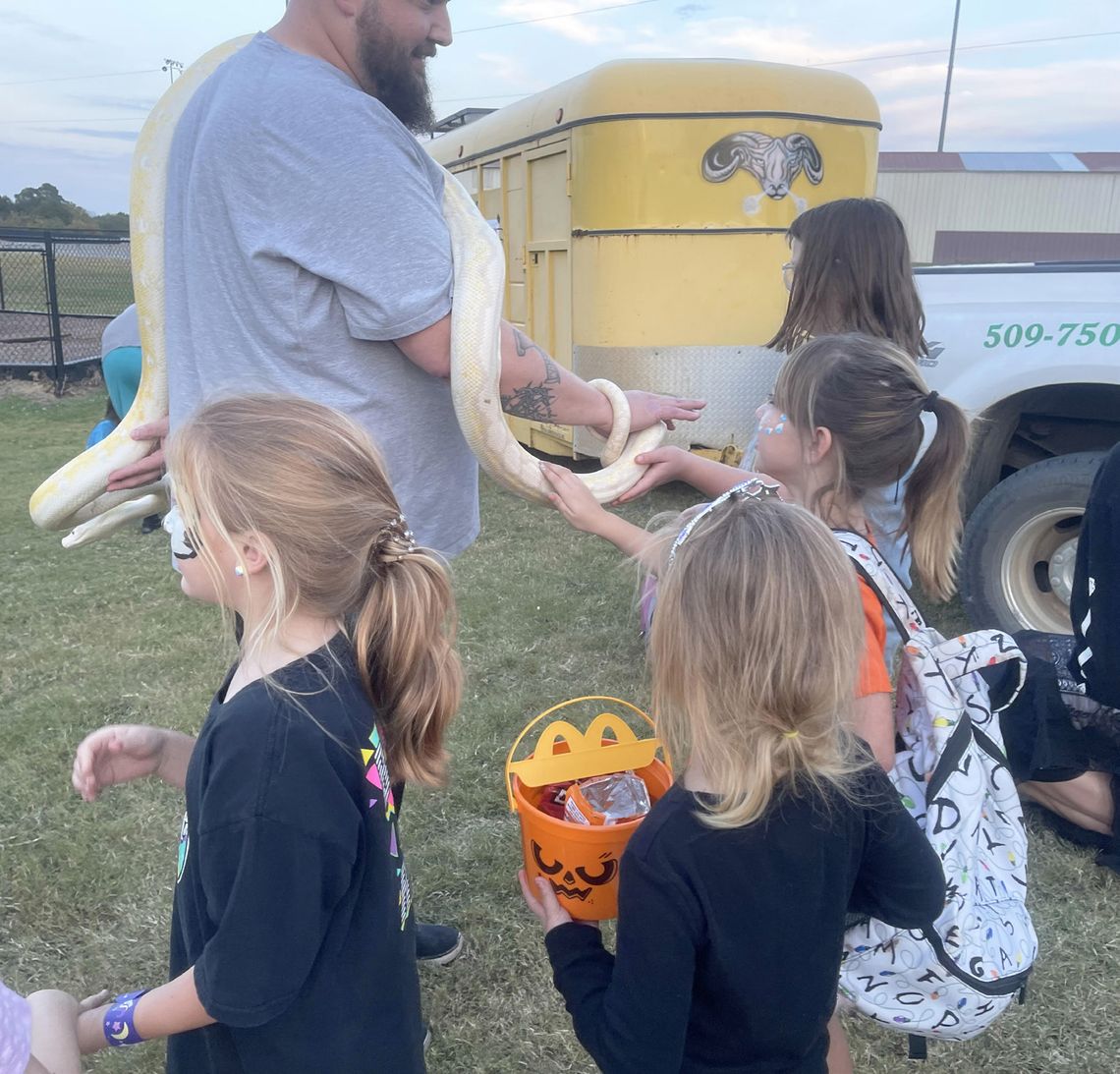 Atoka elementary students check out the boa constrictor at the Atoka Fall Festival Atoka elementary students check out the boa constrictor at the Atoka Fall Festival