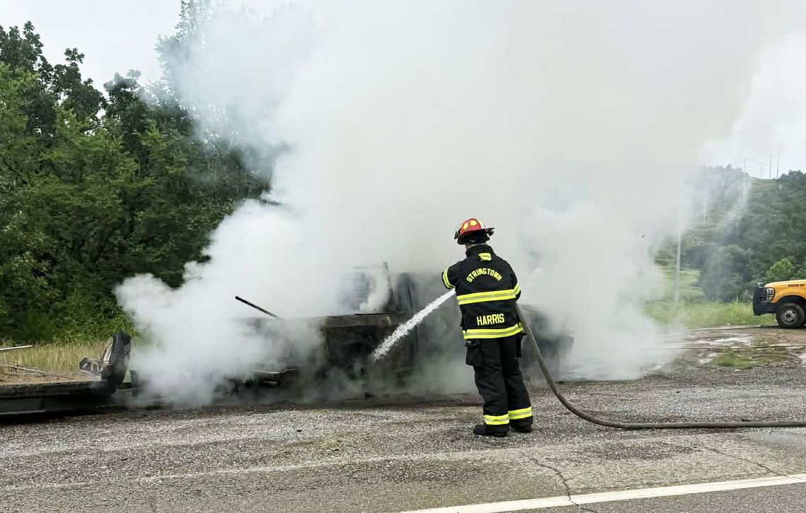 County Vehicle Catches Fire at Stringtown